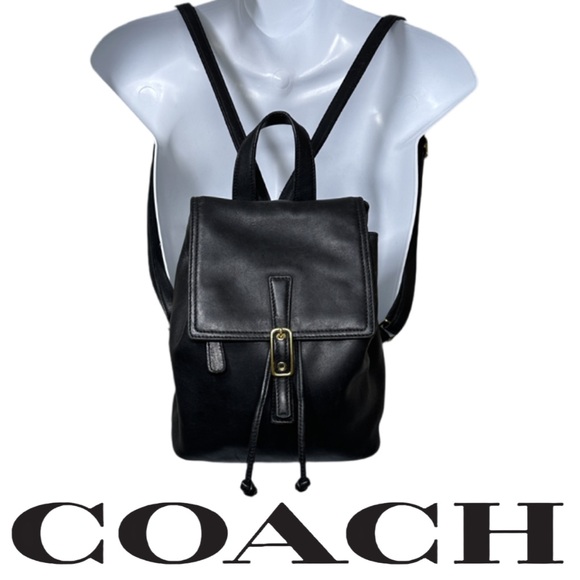 VINTAGE Y2K COACH | 9858 Legacy Black Leather Mini Backpack Nap Sack Bag Purse - Picture 1 of 13